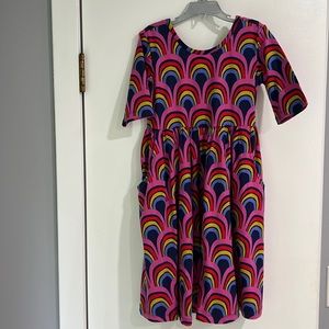 Hanna Andersson Rainbow Print Dress with Pockets 130 (size 8)